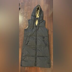 Black Puffer Vest with Hood